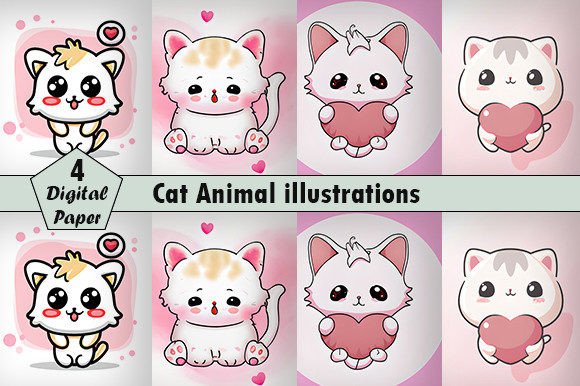 Adorable Cat Illustrations: High-Quality Digital Assets for Designers