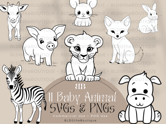 Charming Baby Animal SVG & PNG Clipart for Creators