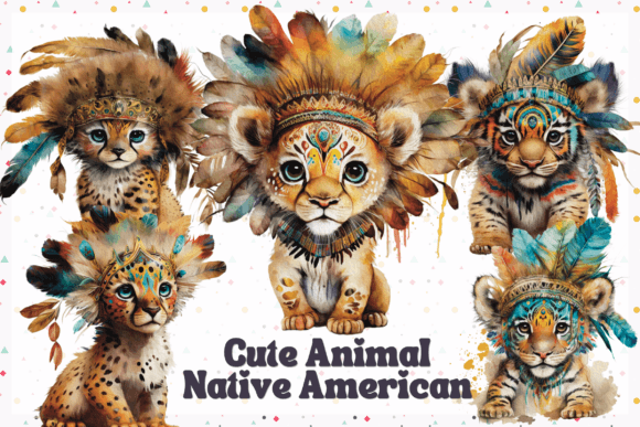 Charming Cultural Art: Cute Animal Native Americans
