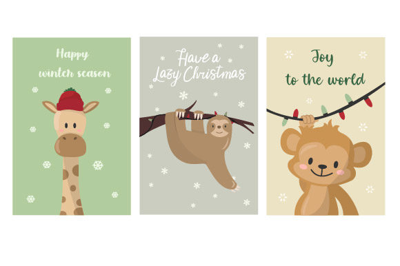 Christmas Card Animal Illustration: Festive Design Assets