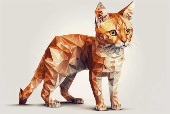 Embrace Modern Typography with Polygonal Cute Cat Low Poly Animal 2