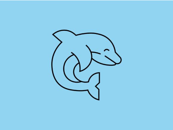 Kawaii Sea Animal Dolphin Line Background Design