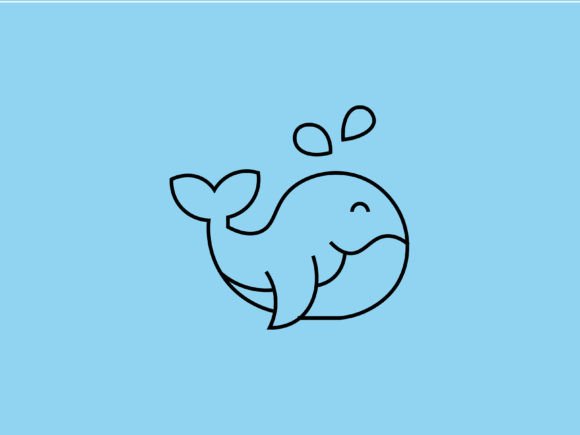 Kawaii Sea Animal Whale Line Background