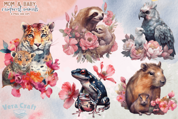 Mom & Baby Rainforest Animal Clipart: A Designer's Guide