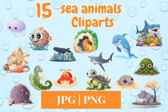 Sea Animal Clipart Set 640: Dive into Creative Design