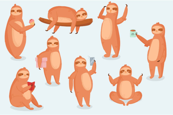 Sloth Animal Character Different Poses: A Designer's Guide