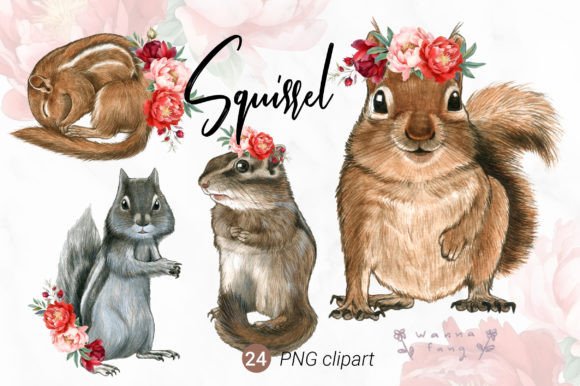 Squirrel Watercolor Animal Clipart, PNG: A Designer's Go-To Asset